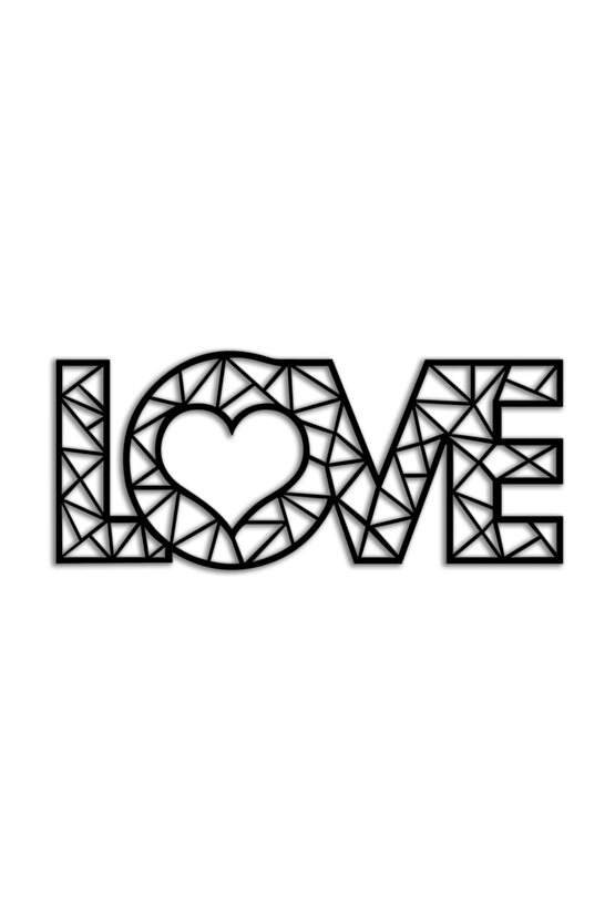 Dekoratif Modern Siyah Büyük Ahşap Love Yazısı Tablo Aşk