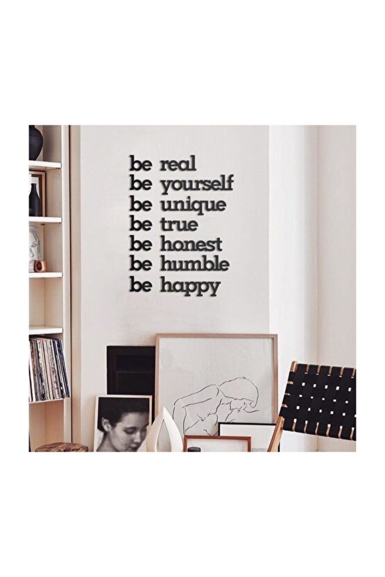 Dekoratif Ahşap Modern Duvar Yazısı Be Yourself Tablo