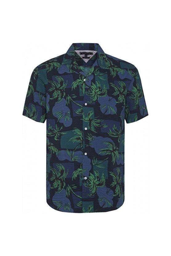 Palm Tree Print Shirt Erkek Kısa Kollu Gömlek