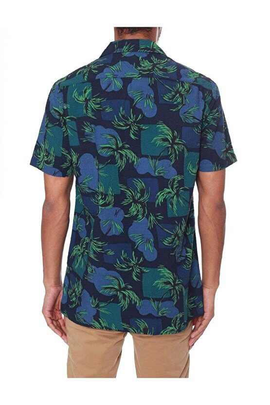 Palm Tree Print Shirt Erkek Kısa Kollu Gömlek
