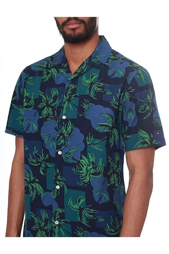 Palm Tree Print Shirt Erkek Kısa Kollu Gömlek