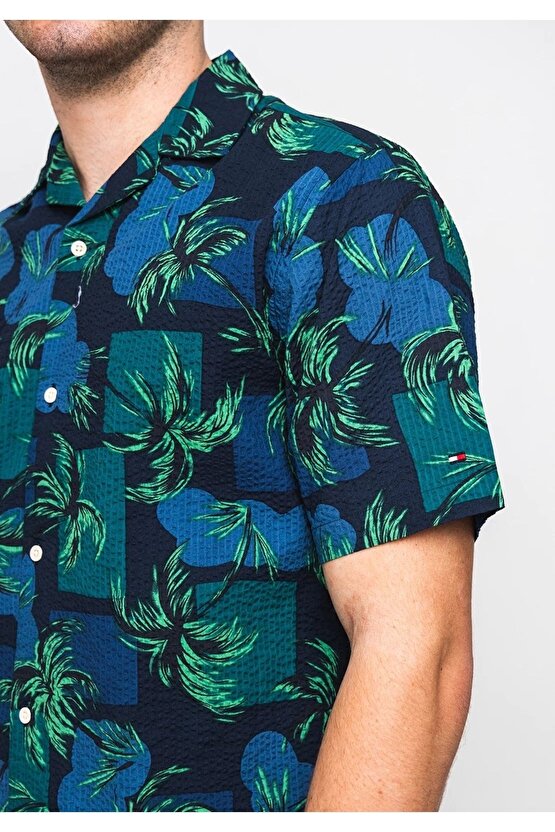 Palm Tree Print Shirt Erkek Kısa Kollu Gömlek