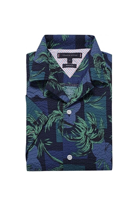 Palm Tree Print Shirt Erkek Kısa Kollu Gömlek
