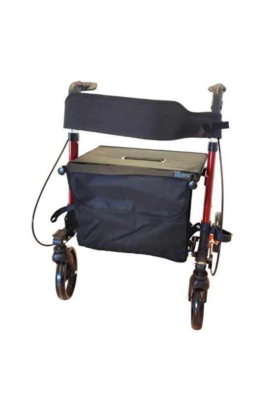 Kırmızı Aluminyum Rolatör Tekerlekli Rollator Yürüteç Hasta Yaşlı Yürütec