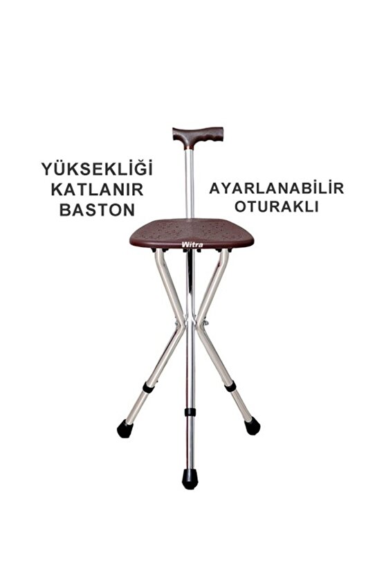 WİTRA OTURAKLI BASTON TABURE YÜKSEKLİK AYARLI İTHAL HAFİF GENİŞ OTURMA YERİ