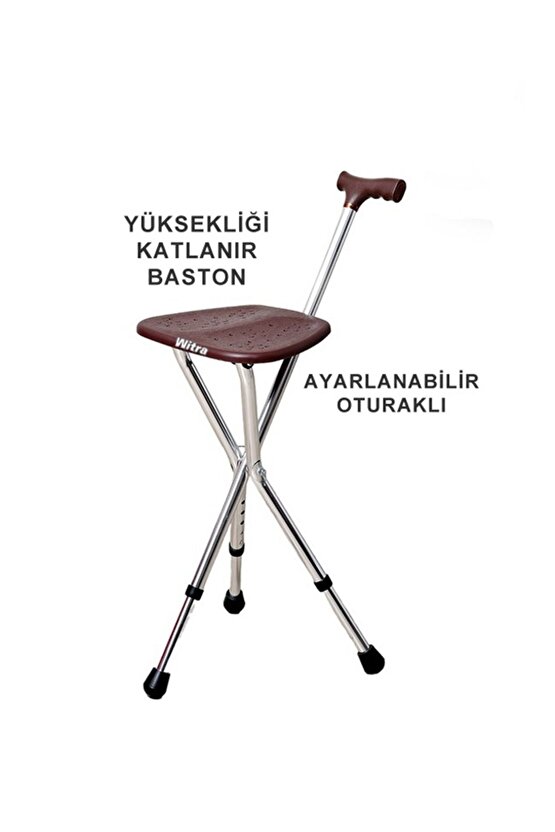 WİTRA OTURAKLI BASTON TABURE YÜKSEKLİK AYARLI İTHAL HAFİF GENİŞ OTURMA YERİ