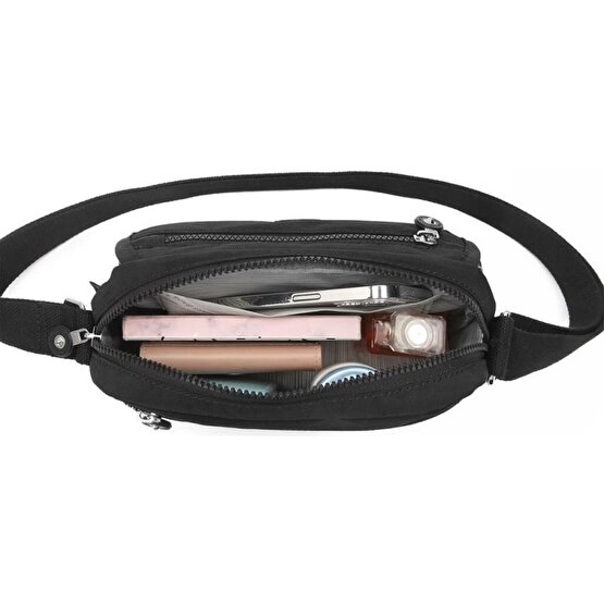 Smart Bags Kadın Postacı Çantası Krinkıl Kumaş 3166 Siyah