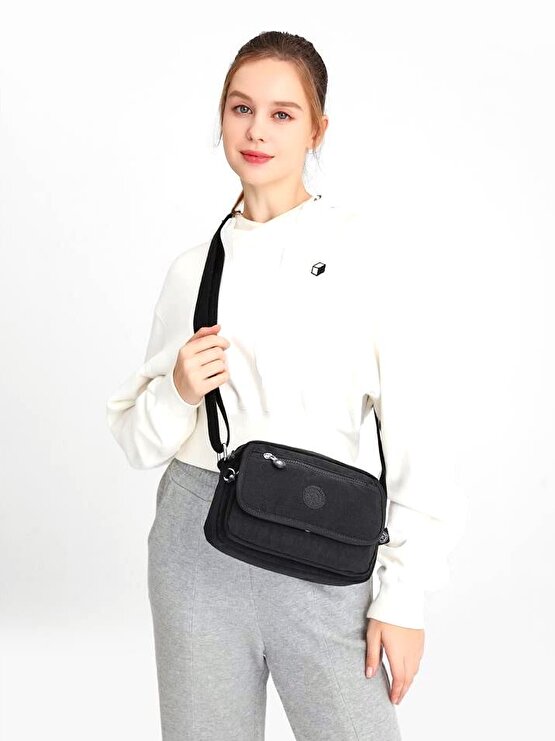Smart Bags Kadın Postacı Çantası Krinkıl Kumaş 3166 Açık Gri