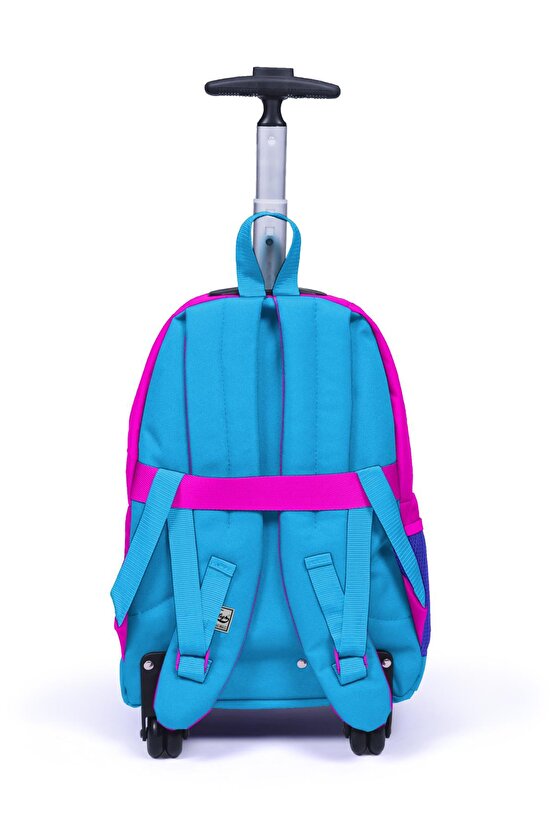 Coral High Sport Pembe Mavi Dört Bölmeli USB’li Çekçekli Sırt Çantası 