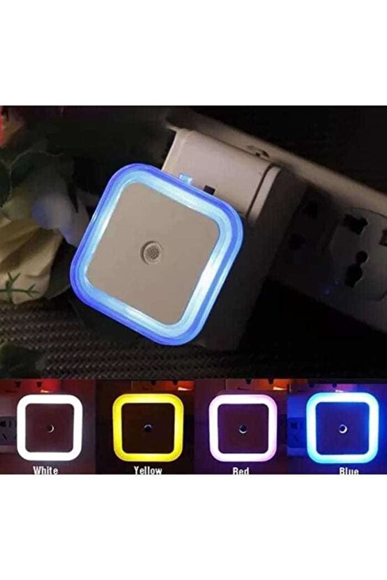 Fotoselli Led Gece Lambası, Mavi Renk Sensörlü Gece Lambası, 1 Watt Mavi Renk Led Gece Lambası