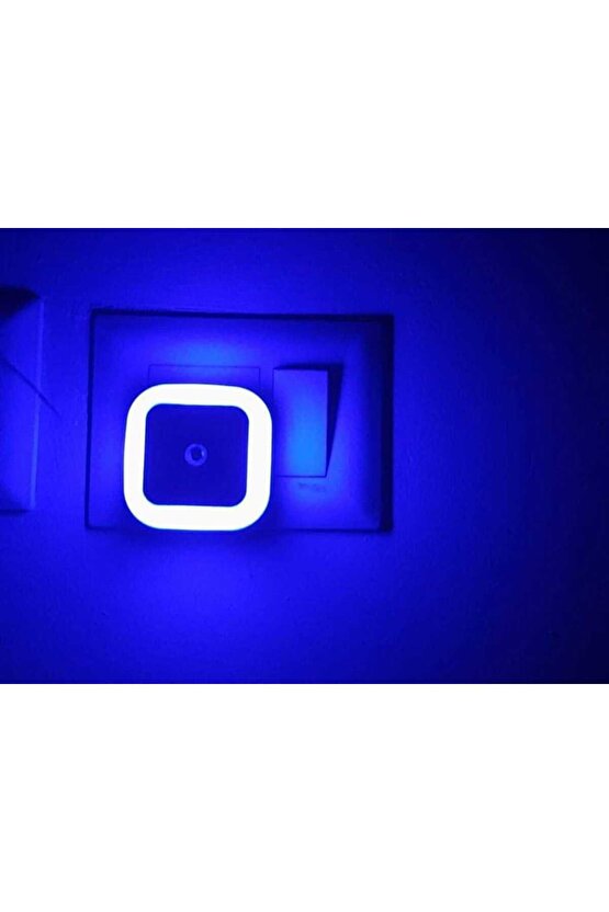 Fotoselli Led Gece Lambası, Mavi Renk Sensörlü Gece Lambası, 1 Watt Mavi Renk Led Gece Lambası