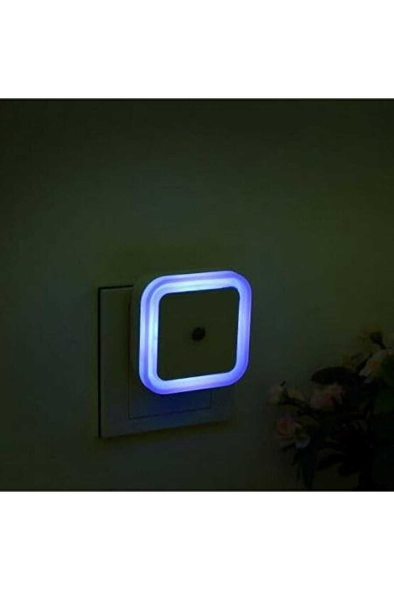 Fotoselli Led Gece Lambası, Mavi Renk Sensörlü Gece Lambası, 1 Watt Mavi Renk Led Gece Lambası