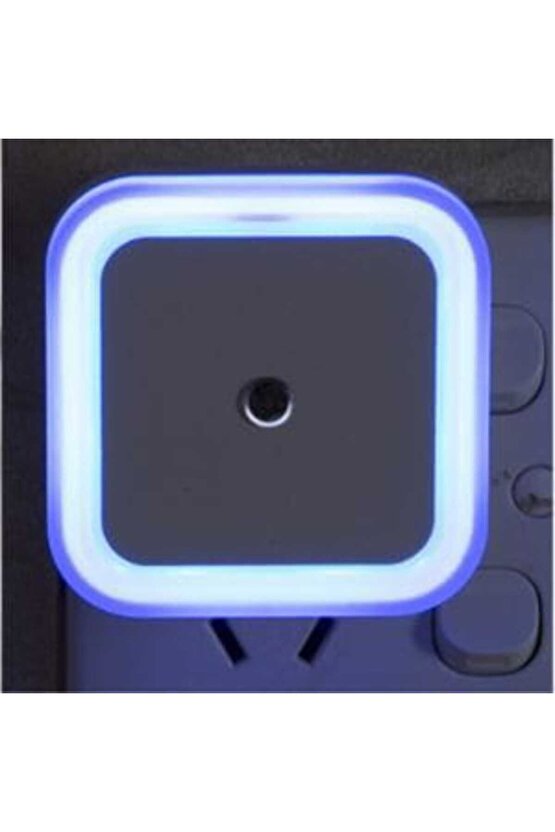 Fotoselli Led Gece Lambası, Mavi Renk Sensörlü Gece Lambası, 1 Watt Mavi Renk Led Gece Lambası