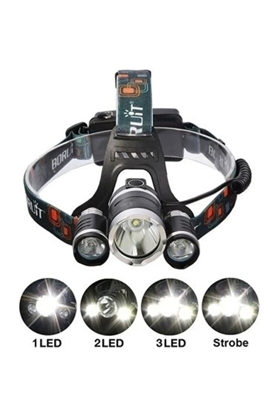 T6 Kafa Feneri 5000 Lumens 3xcree Xm-t6+2r5 Lamba Led Kamp Lambası