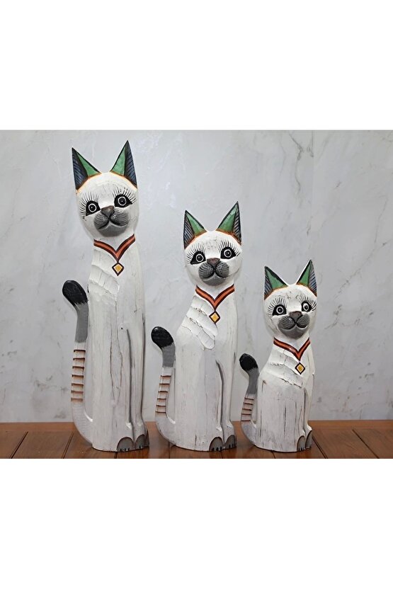 Ahşap 3lü Kedi Seti 50 Cm Okas:1