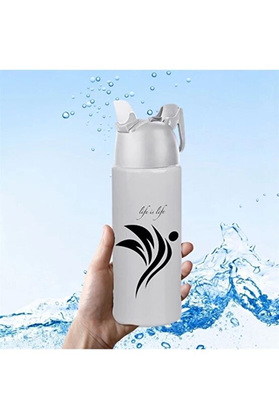 Kilitlenebilen Matara Güvenlikli Suluk Sporcu Matarası Spor Su Şişesi İçecek Şişesi 700ml (4767)