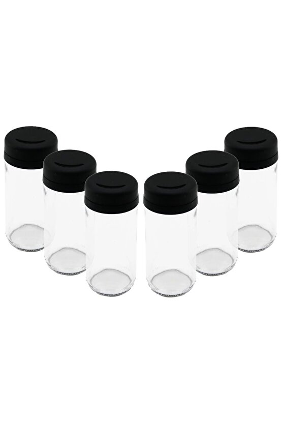 6 PCS CAM - 225ML BAHARATLIK - TUZLUK PLASTİK KAPAK (4767)