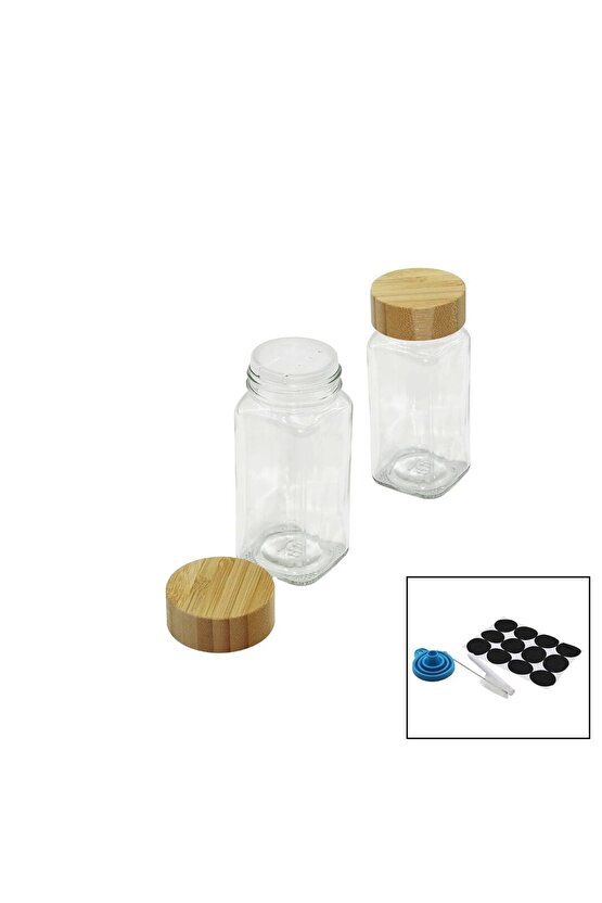 12 PCS TAKIM KARE CAM BAHARATLIK - TUZLUK BAMBU KAPAKLI (4767)