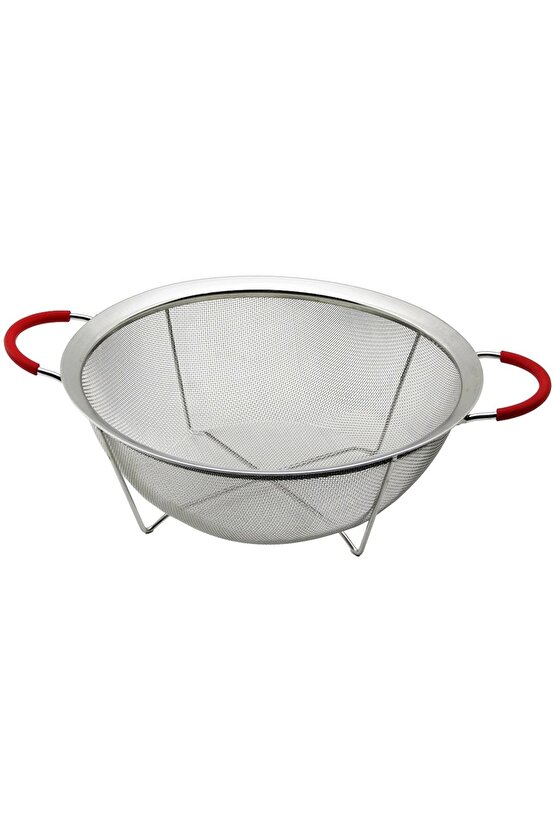 28CM TEL SEPET METAL SÜZGEÇ SİLİKON KILIFLI KULP METAL ÇERÇEVE - AYAK (4767)