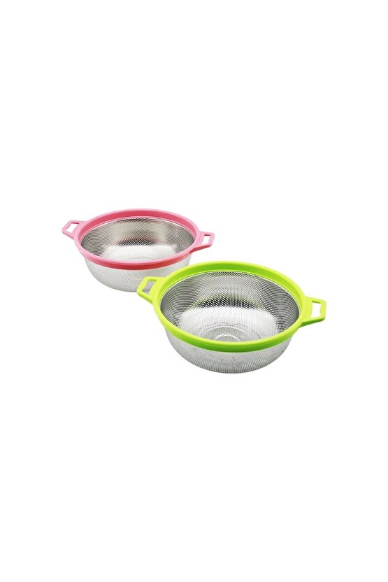 21CM RENKLİ PLASTİK ÇERÇEVE - KULPLU ÇELİK SEPET METAL SÜZGEÇ (4767)