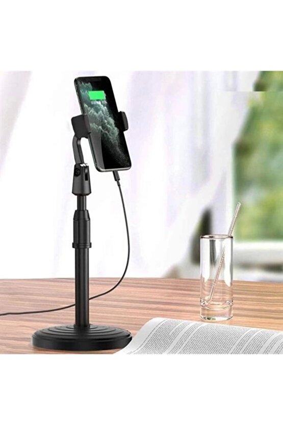 360 Derece Döndürülebilir Masaüstü Teleskopik Telefon Standı Çok Fonksiyonlu Telefon Tutucu (4767)