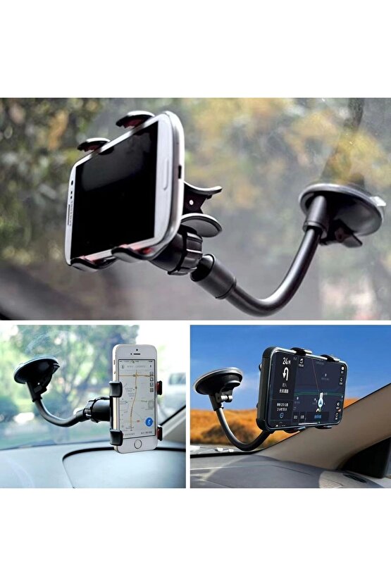 Akrobat Cama Sabitlenen Güçlü Vakumlu 360 Derece Dönen Tüm Modellere Uyan Oto Telefon Tutucu (4767)