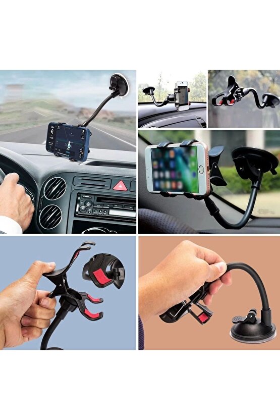 Akrobat Cama Sabitlenen Güçlü Vakumlu 360 Derece Dönen Tüm Modellere Uyan Oto Telefon Tutucu (4767)