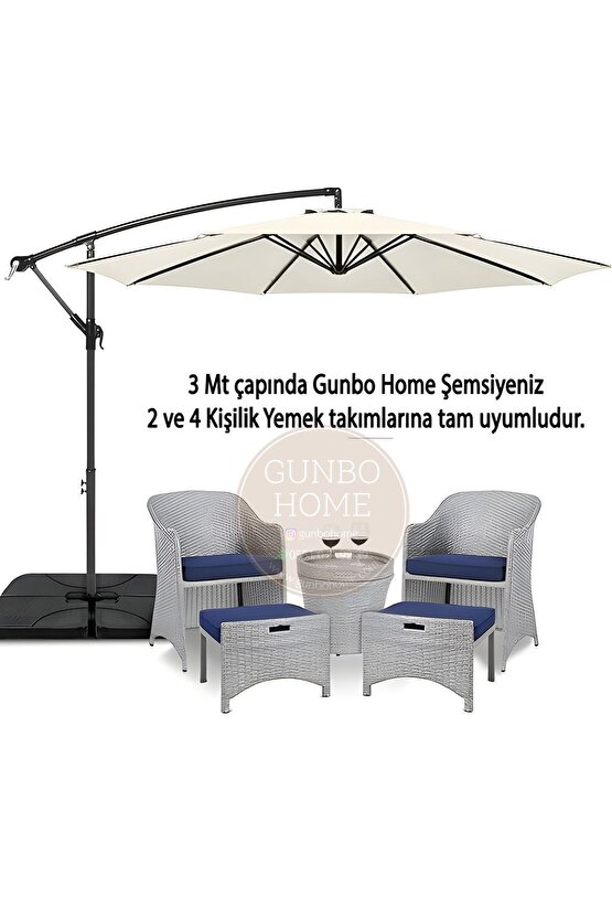3 Mt 8 Kaburga Full Demir 21 Kg EKRU Bahçe Şemsiyesi