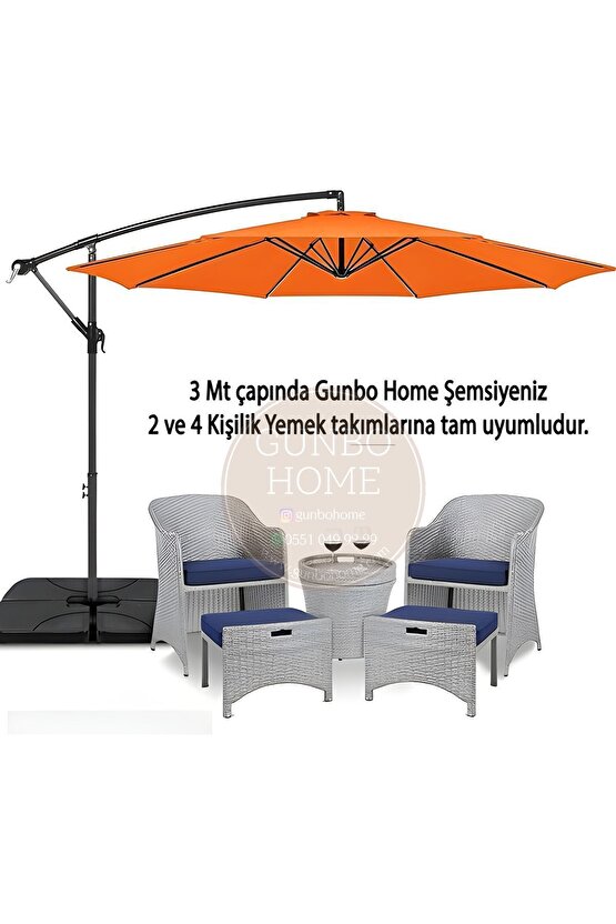 3 Mt 8 Kaburga Full Demir 21 Kg TURUNCU  Bahçe Şemsiyesi