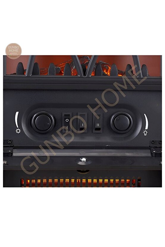 3 Tarafı Camlı Panaromik Soba Elektrikli Şömine 1800 W Elektrikli Soba Bacasız Şömine