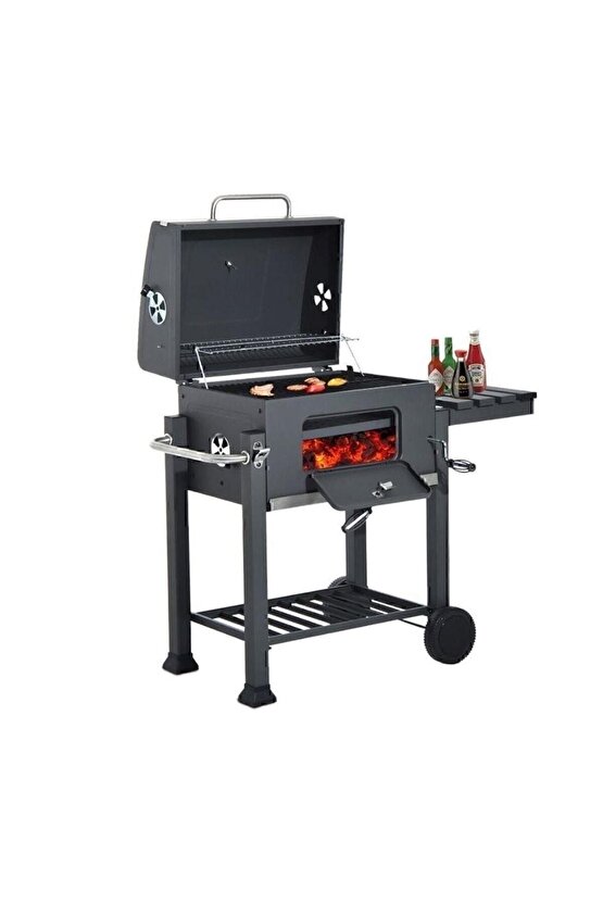 Memphis Fırınlı Mangal Ayarlanabilir Ateş Tepsili Barbekü