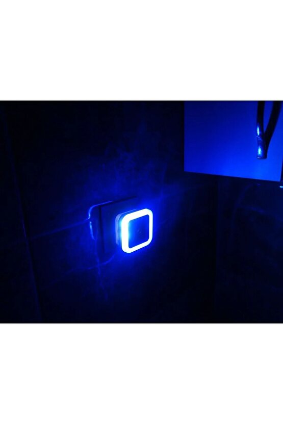 Fotoselli Led Gece Lambası, Mavi Renk Sensörlü Gece Lambası, 1 Watt Mavi Renk Led Gece Lambası
