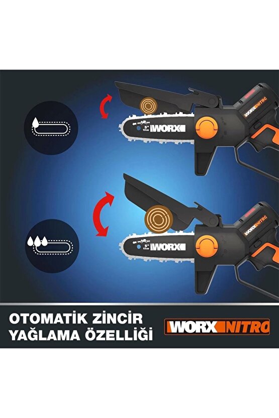 Wg325e 20volt 2.0ah Li-ion 12cm Profesyonel Şarjlı Kömürsüz Zincirli Testere