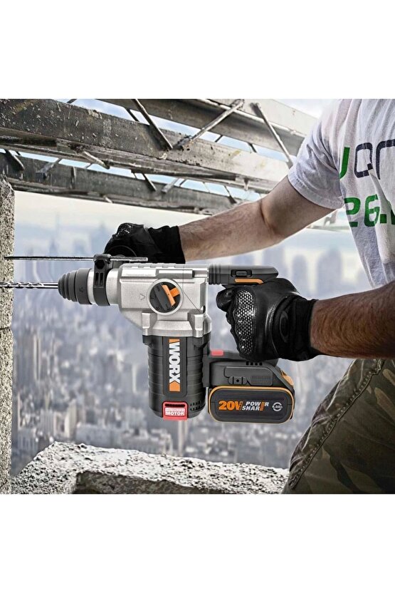 Wx380.9c 20volt 2.0ah. 2.2j Li-ion Tek Akülü Şarjlı Profesyonel Sds-plus Pnömatik Kırıcıdelici