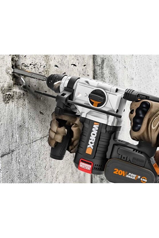 Wx380.9c 20volt 2.0ah. 2.2j Li-ion Tek Akülü Şarjlı Profesyonel Sds-plus Pnömatik Kırıcıdelici