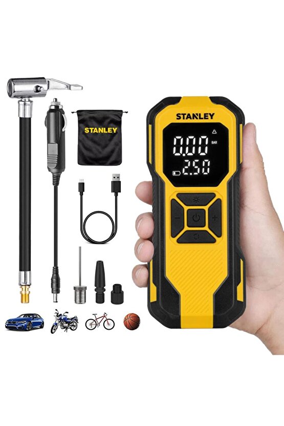 Sxıf0101 12v  Şarjlı Li-ion 150 Psı Dijital Göstergeli Akıllı Lastik Şişirme Pompası Powerb