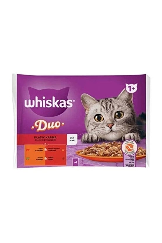 Duo Klasik Karma Lezzetler Pouch Yetişkin Konserve Kedi Maması 4 Adet 85 gr