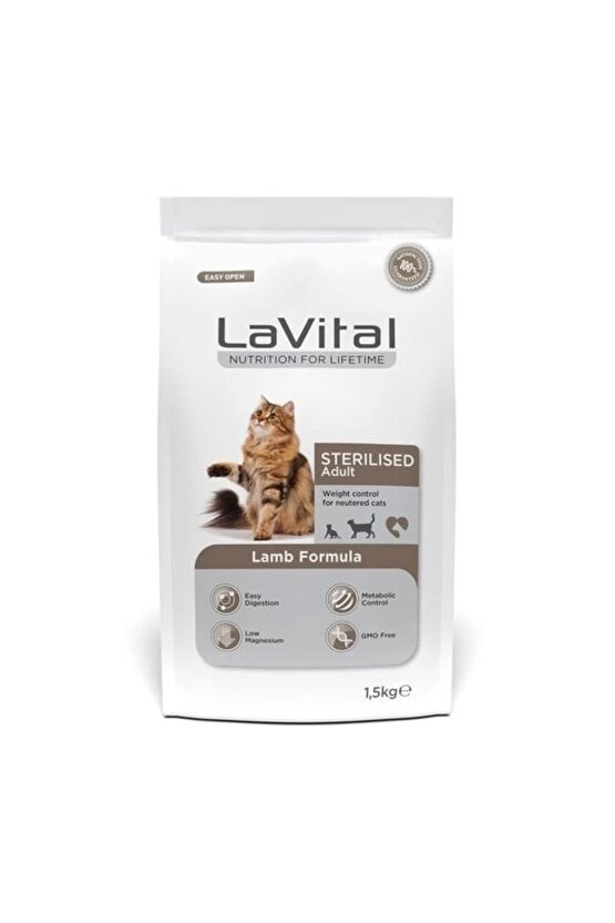 Lavital Sterilised Kuzu Etli Kısırlaştırılmış Kedi Maması 1.5 Kg