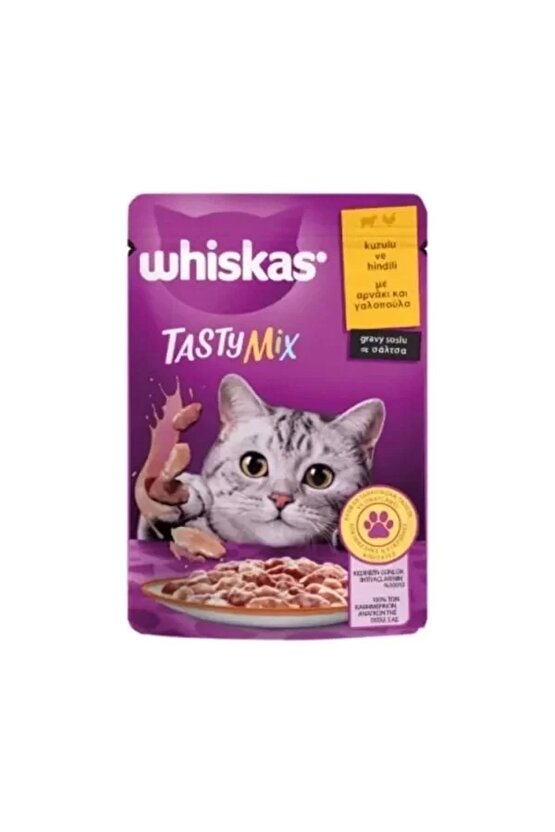 Pouch Tasty Mix Sos Içerisinde Kuzu Etli Ve Hindili Yetişkin Konserve Kedi Maması 85 gr