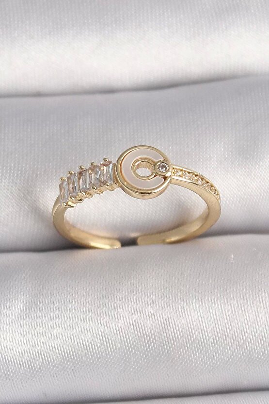 Pirinç Gold Renk Zirkon Taşlı Ayarlanabilir Kadın Yüzük
