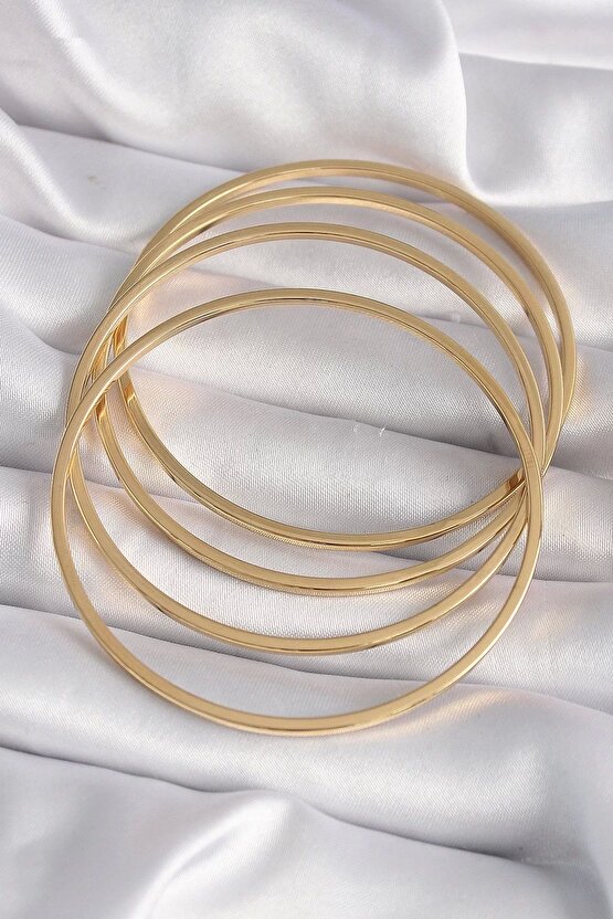 316L Çelik Gold Renk 4lü 60 mm Ajda Model Kadın Bilezik