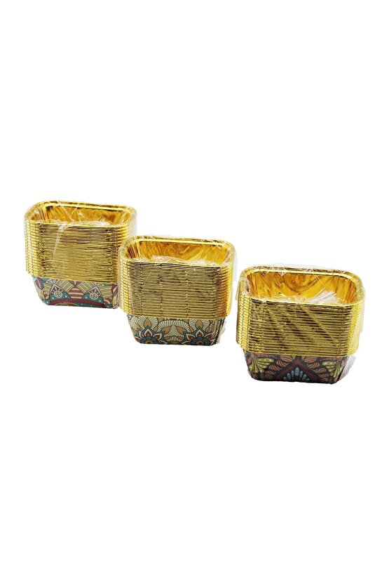 20 Pcs Gold - Folyoludikdörtgen - Kalin Muffin Kağit Kek Kapsülü (4767)