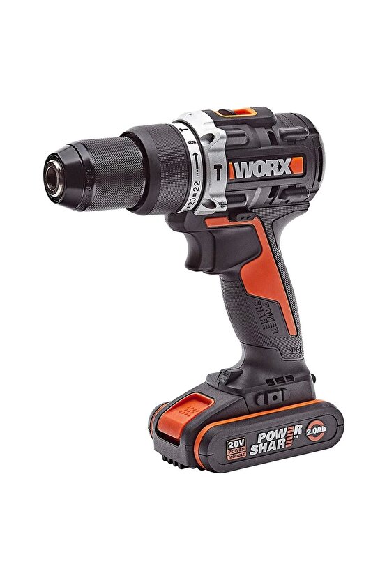 Wx352 20volt2.0ah Li-ion Çift Akülü Kömürsüz Profesyonel Şarjlı Darbeli Matkap
