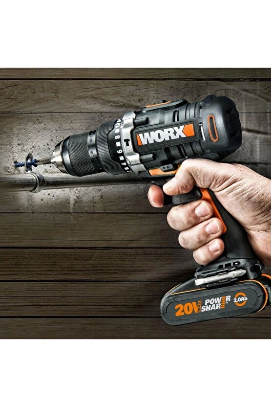 Wx352 20volt2.0ah Li-ion Çift Akülü Kömürsüz Profesyonel Şarjlı Darbeli Matkap
