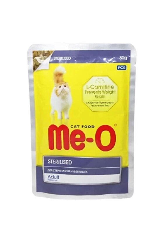 Meo Adult Sterilised Parça Etli Soslu Tavuklu Kısırlaştırılmış Konserve Kedi Maması 80 gr