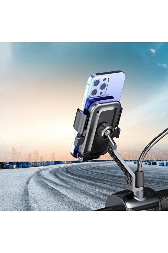 Motormotosikletbisiklet Scooter Için 360 Derece Dönebilen Dikiz Aynası Versiyonu Telefon Tutucu Apar
