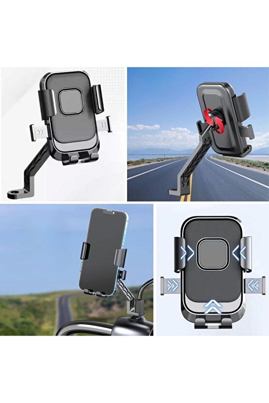 Motormotosikletbisiklet Scooter Için 360 Derece Dönebilen Dikiz Aynası Versiyonu Telefon Tutucu Apar