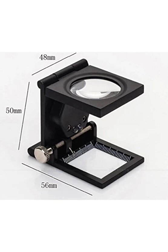28x28 Mm Katlanır Sayaçlı Metal Lüp, 2 Led Işıklı Büyüteç Tekstil Th9005a