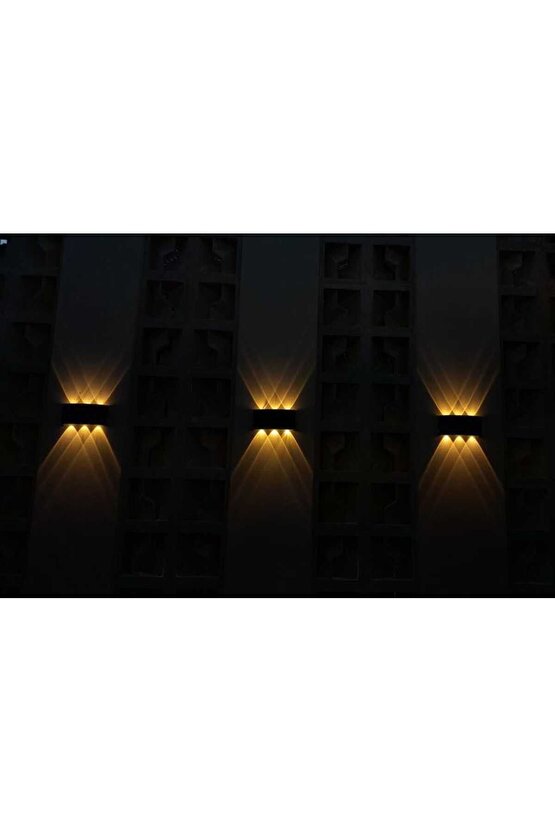 12 Watt Amber Işık Ledli, Elektrikle Çalışır, Bahçe - Villa Duvar Aydınlatma Armatürü, Amber Aplik