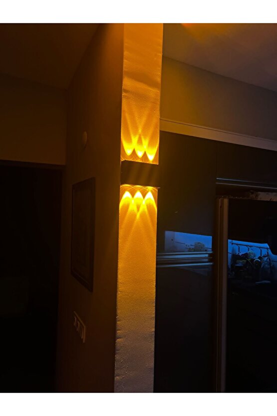 12 Watt Amber Işık Ledli, Elektrikle Çalışır, Bahçe - Villa Duvar Aydınlatma Armatürü, Amber Aplik